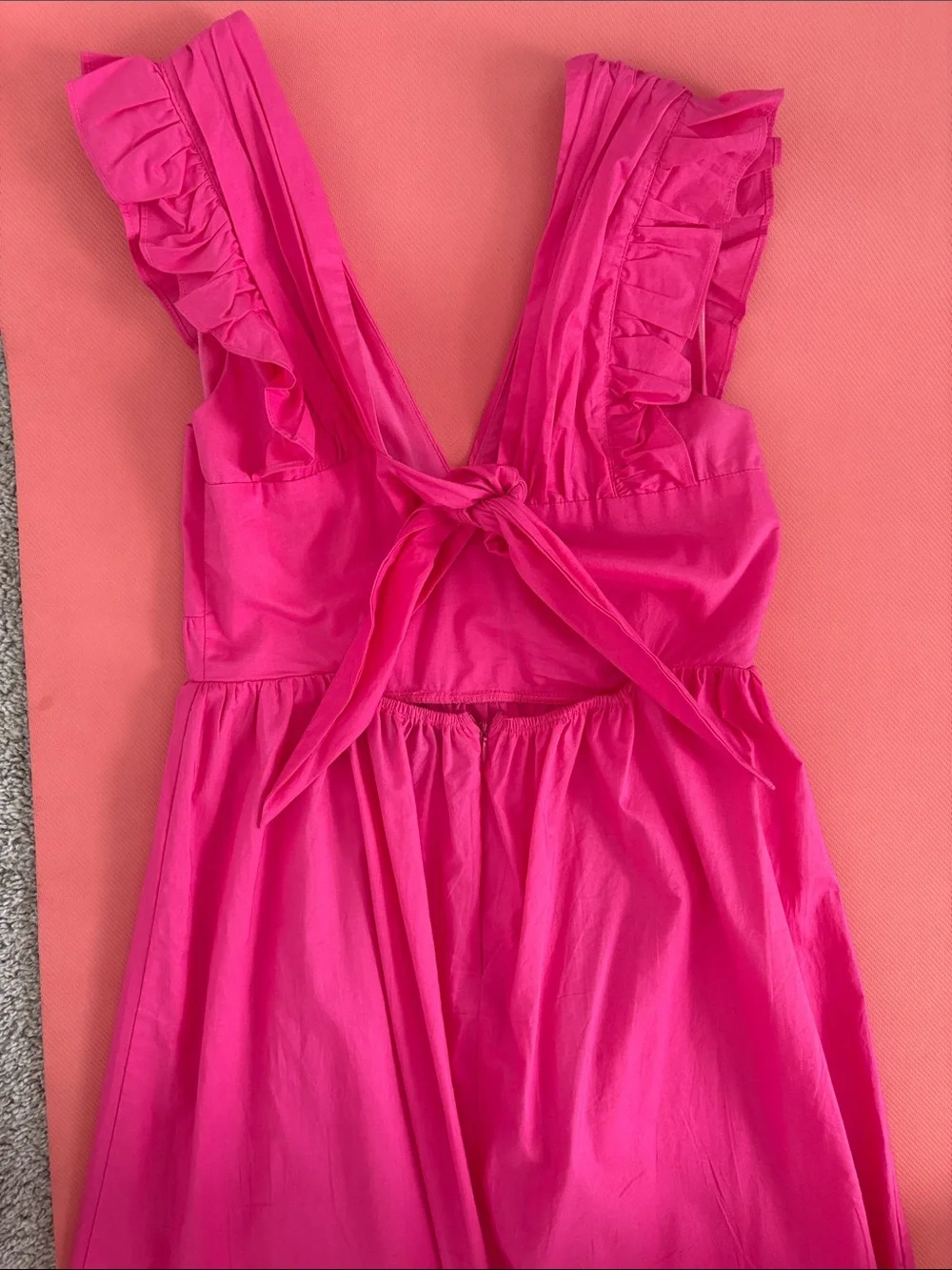 Aqua Bright Fuchsia Ruffle V-Neck Sundress